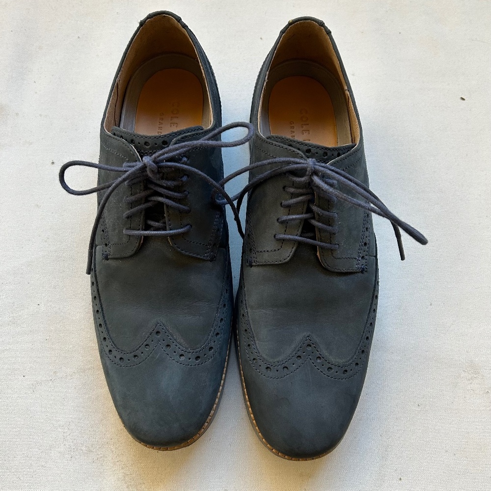 Cole Haan ØriginalGrand Blue Suede Wingtip Oxford Men’s 9 1/2